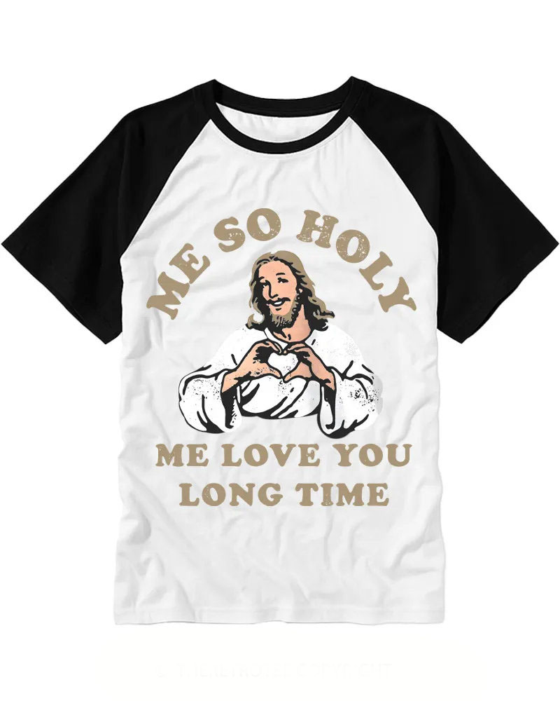 Retro Jesus Heart Hand Graphic Raglan Tee