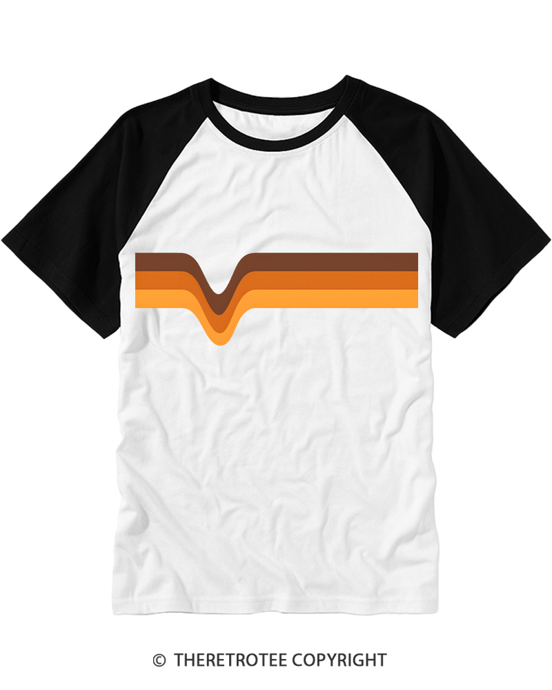 1970s Stripes Brown Orange Yellow Raglan Baseball T-Shirt image 3