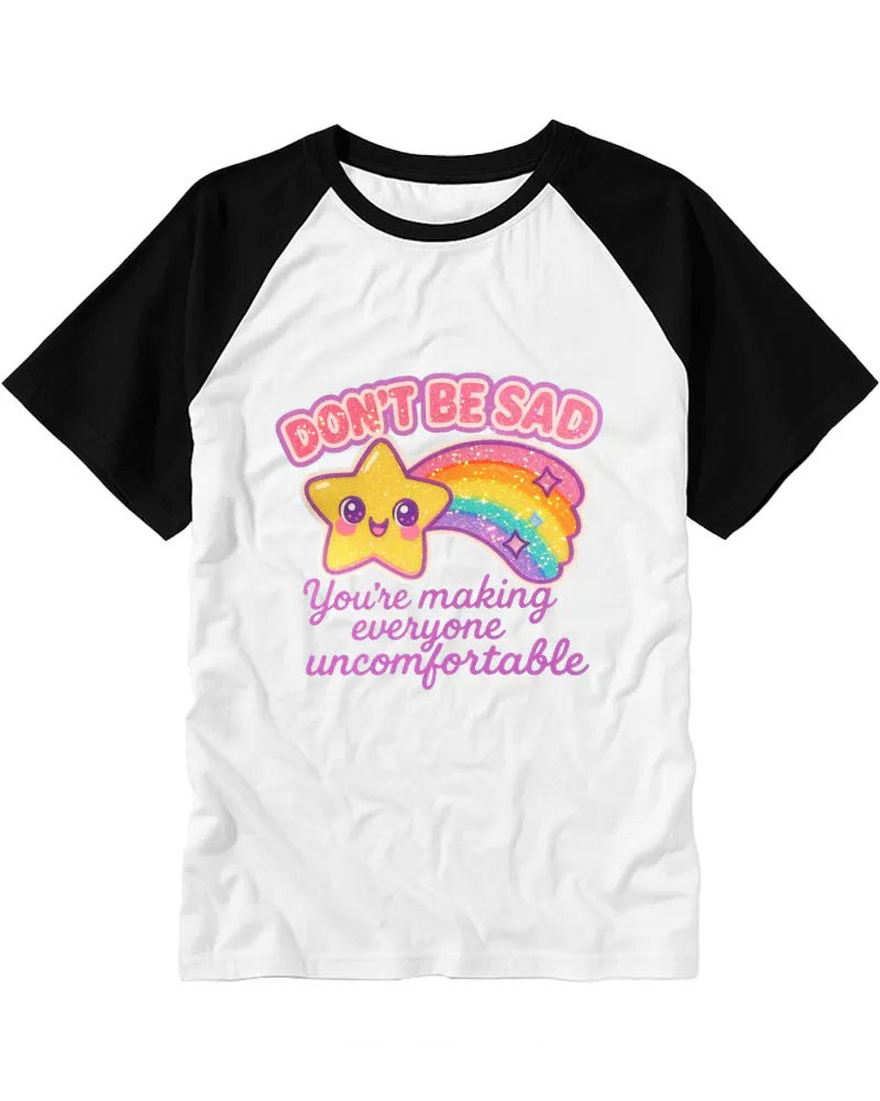 Sarcastic Kawaii Star Rainbow Cotton Raglan T-Shirt