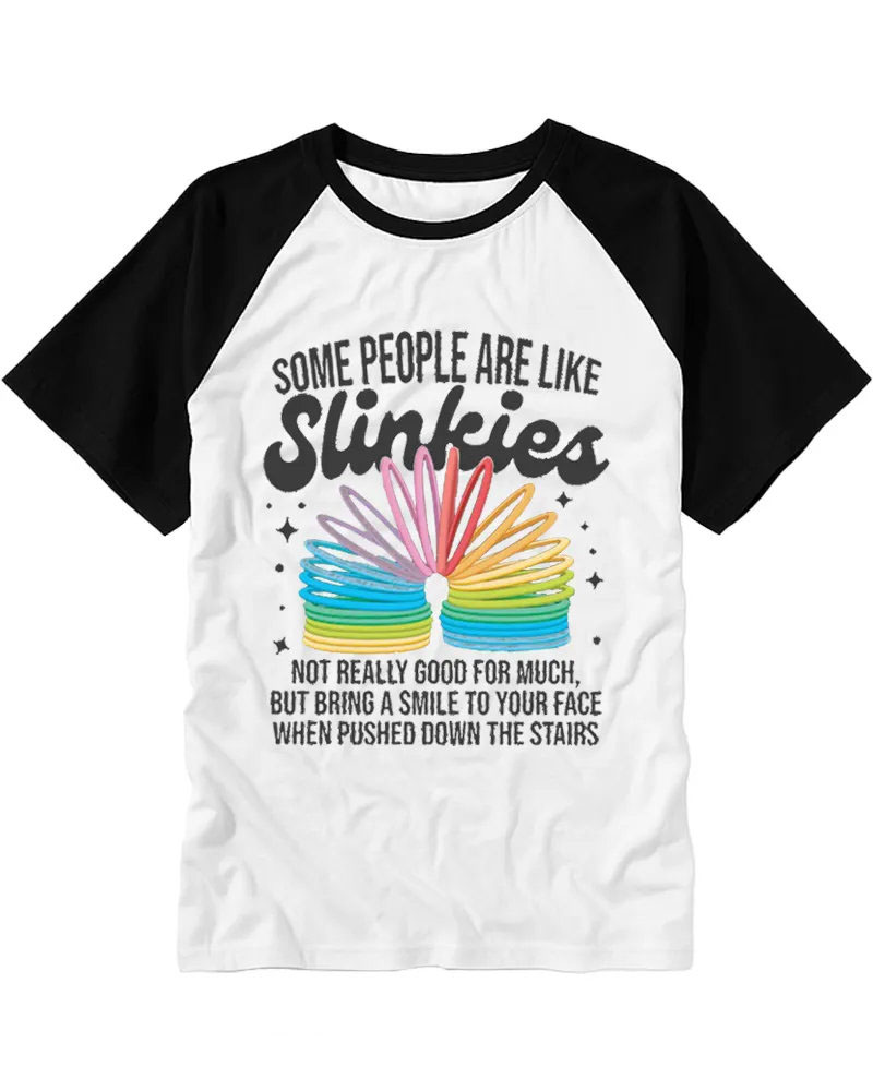 Retro Rainbow Slinky Cotton Raglan Tee