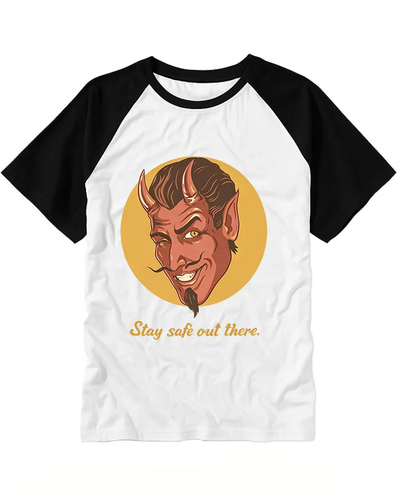 Vintage Cartoon Demon Graphic Baseball Tee