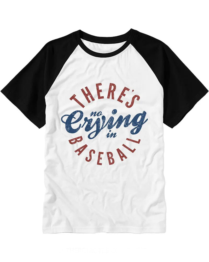 Red Blue Vintage Script Baseball Slogan Raglan Tee