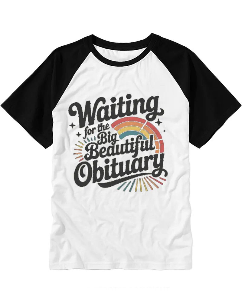 Retro Rainbow Dark Humor Slogan Raglan Tee