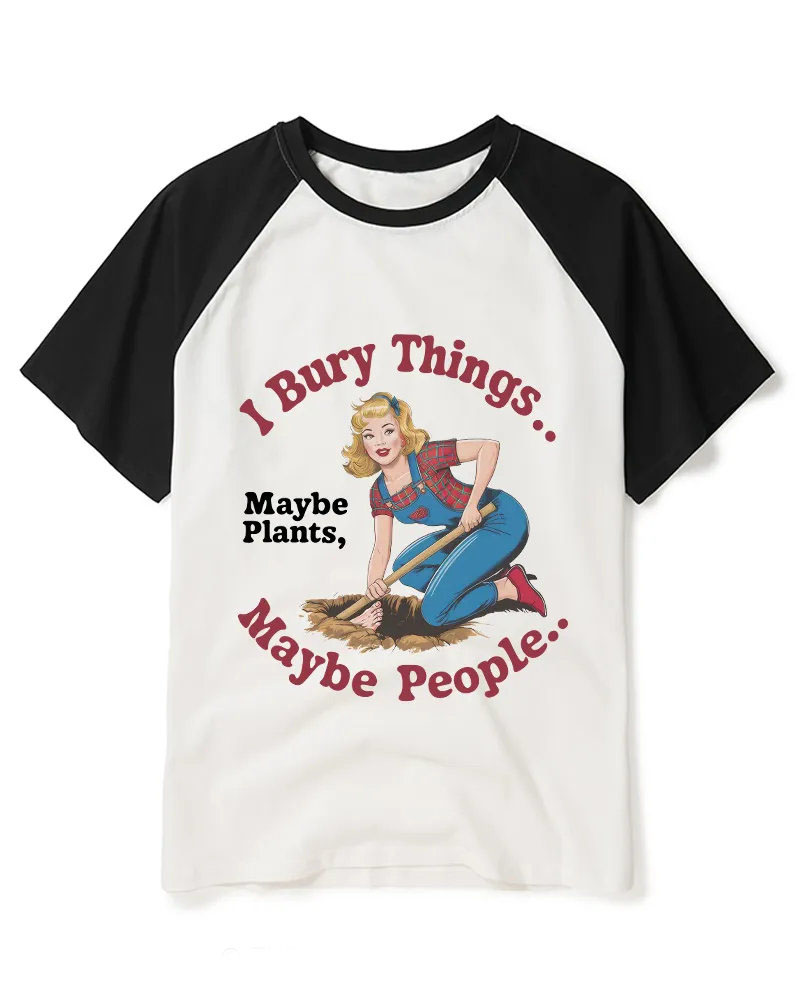 Vintage Sarcastic Gardener Lady Graphic Cotton Raglan T-Shirt