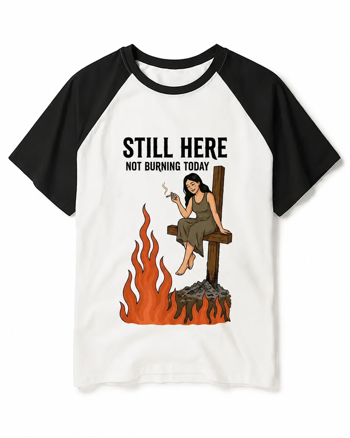 Dark Humor Witch Surviving Fire Graphic Tee