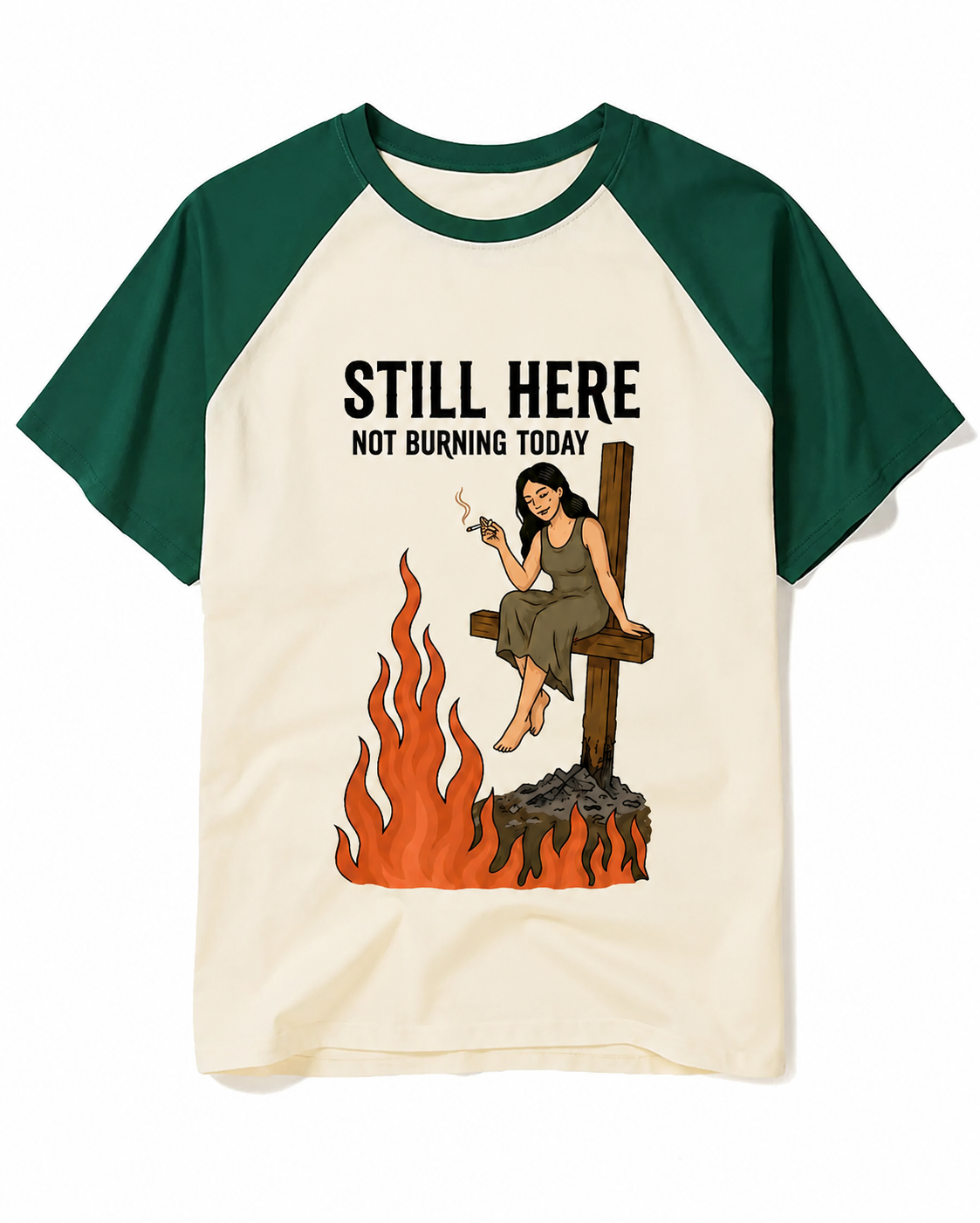 Dark Humor Witch Surviving Fire Graphic Tee