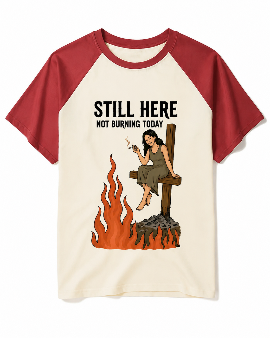 Dark Humor Witch Surviving Fire Graphic Tee