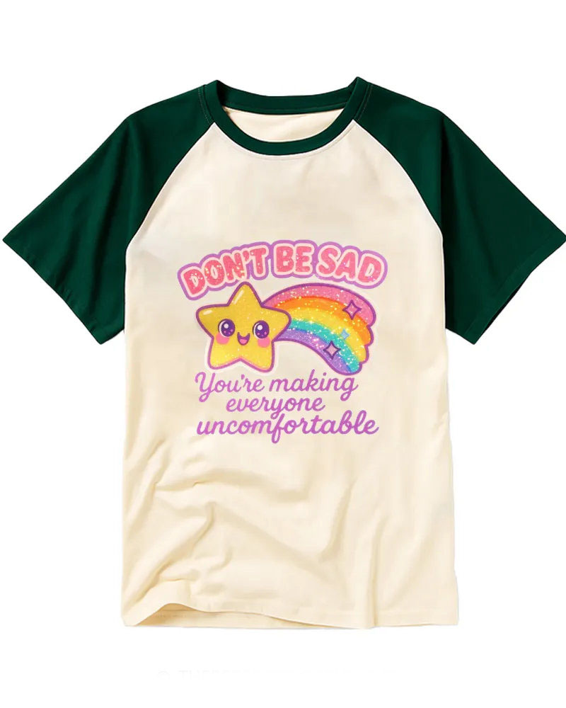 Sarcastic Kawaii Star Rainbow Cotton Raglan T-Shirt