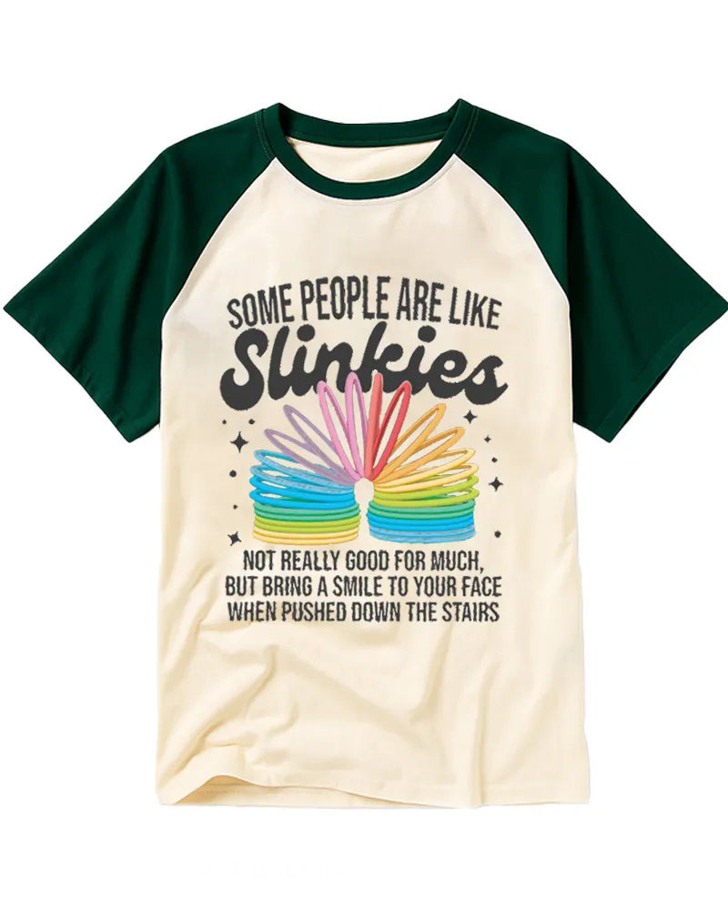 Retro Rainbow Slinky Cotton Raglan Tee