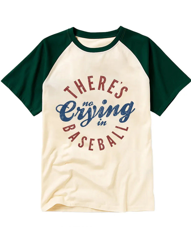 Red Blue Vintage Script Baseball Slogan Raglan Tee