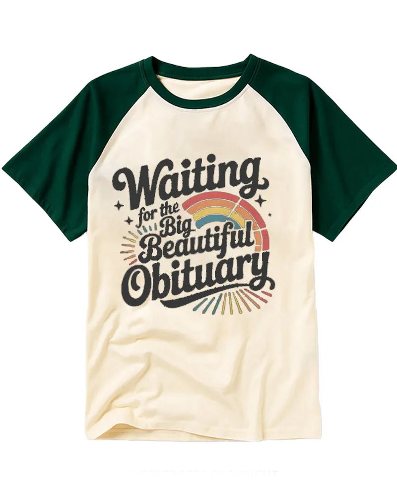 Retro Rainbow Dark Humor Slogan Raglan Tee