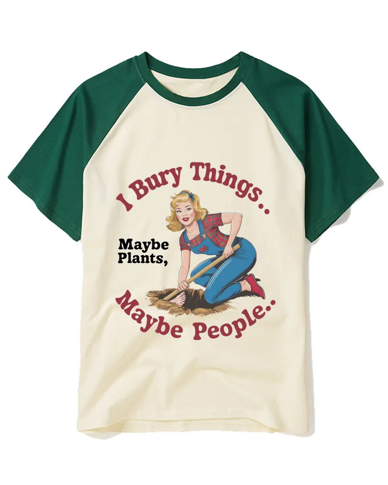Vintage Sarcastic Gardener Lady Graphic Cotton Raglan T-Shirt
