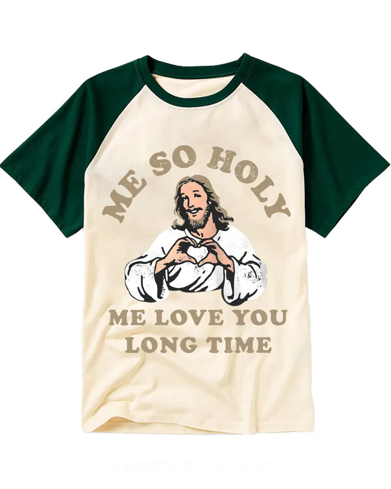 Retro Jesus Heart Hand Graphic Raglan Tee