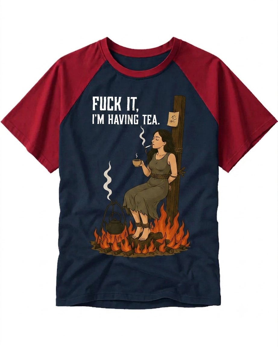 Funny Witch On Fire Drinking Tea Tee