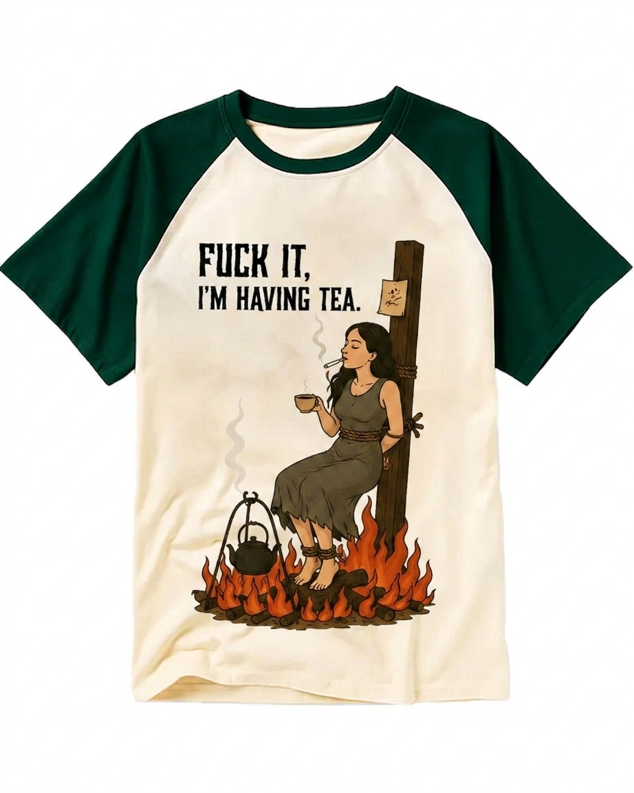 Funny Witch On Fire Drinking Tea Tee
