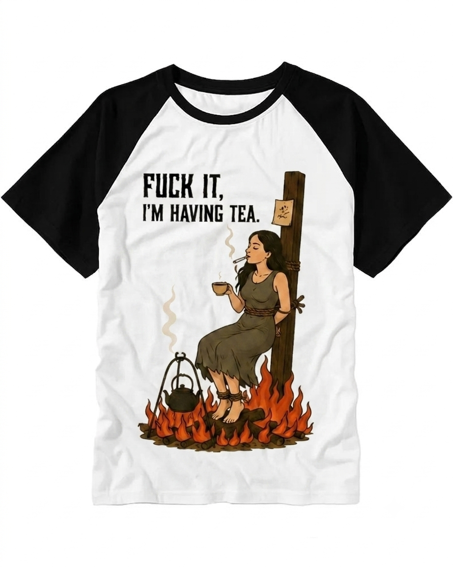 Funny Witch On Fire Drinking Tea Tee