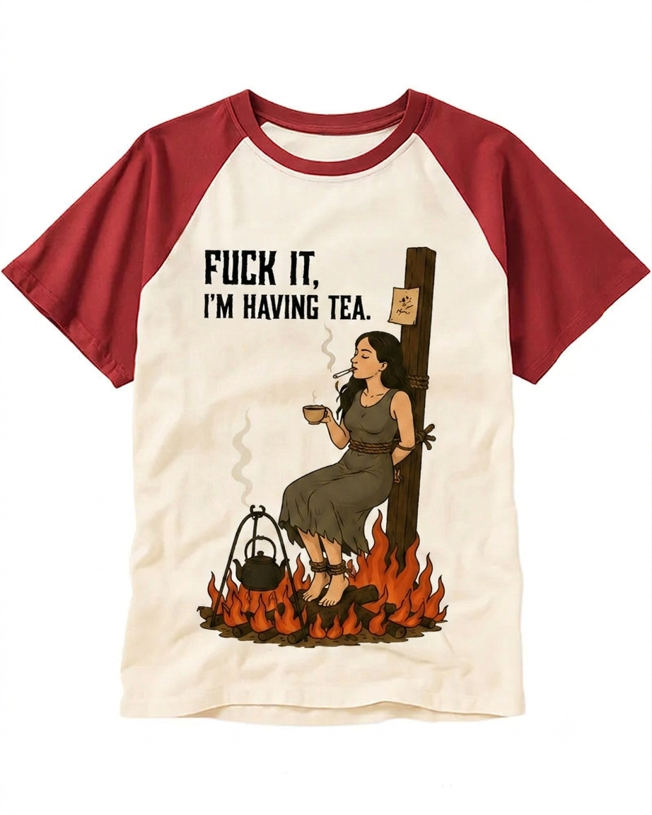 Funny Witch On Fire Drinking Tea Tee