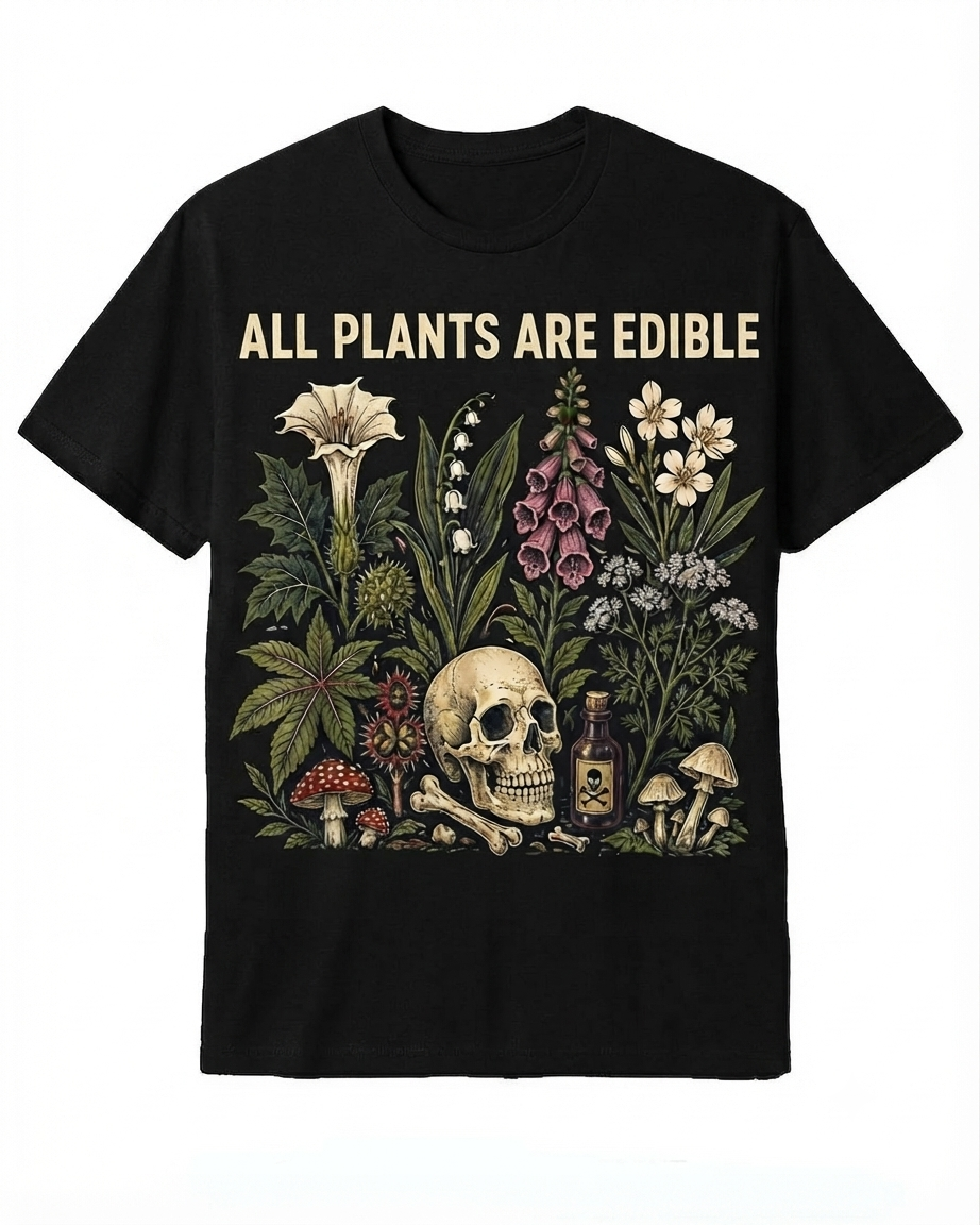 Dark Cottagecore Botanical Art Tee