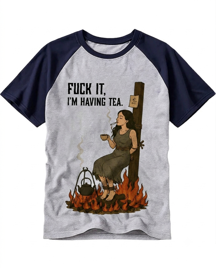 Funny Witch On Fire Drinking Tea Tee