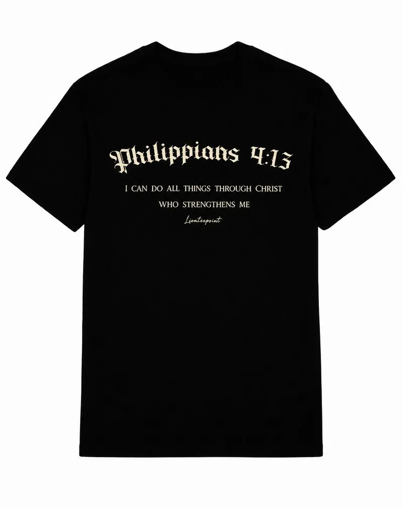 "I Can Do All Things Through Christ" Philippians Gothic Scripture Cotton Tee