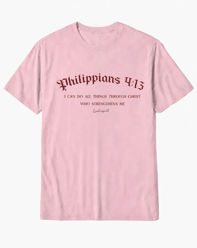 "I Can Do All Things Through Christ" Philippians Gothic Scripture Cotton Tee
