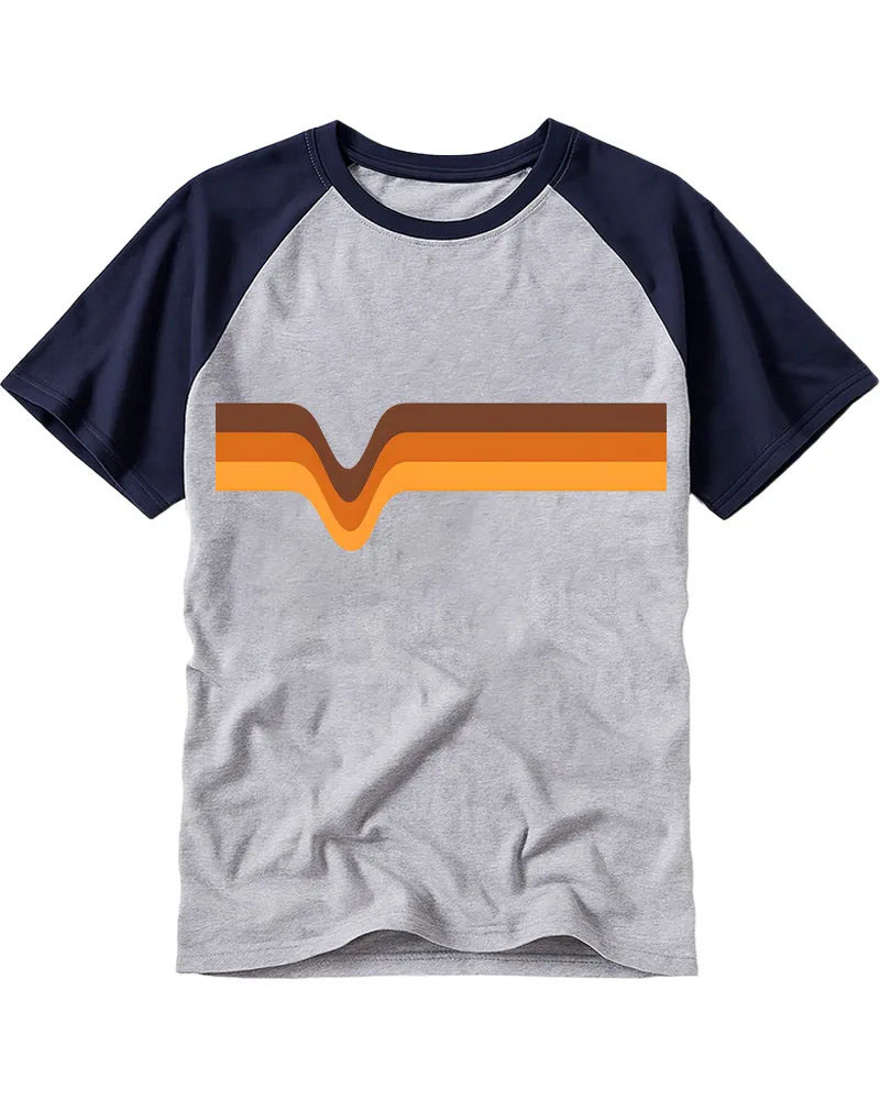 Vintage Earth Tone Retro Stripes Cotton Baseball T-Shirt