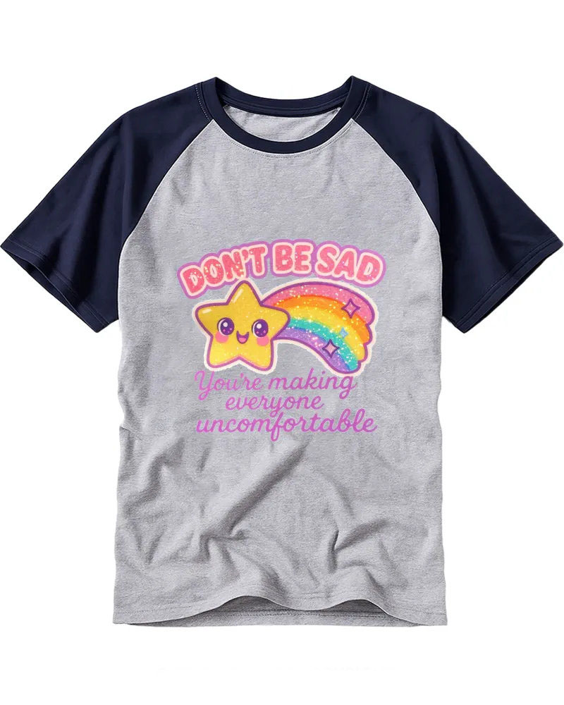 Sarcastic Kawaii Star Rainbow Cotton Raglan T-Shirt