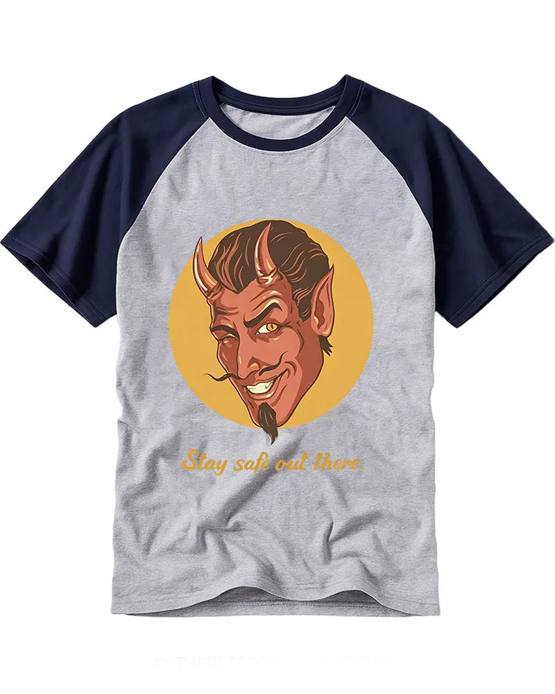 Vintage Cartoon Demon Graphic Baseball Tee