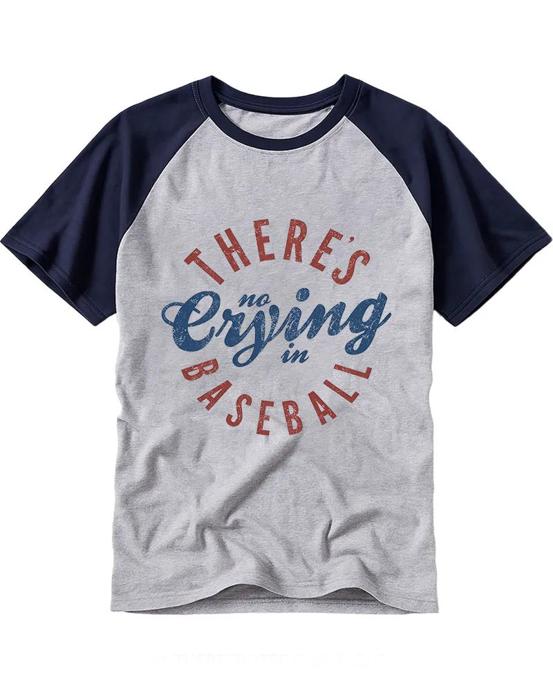 Red Blue Vintage Script Baseball Slogan Raglan Tee