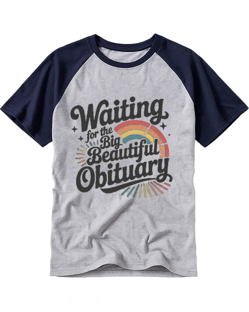 Retro Rainbow Dark Humor Slogan Raglan Tee
