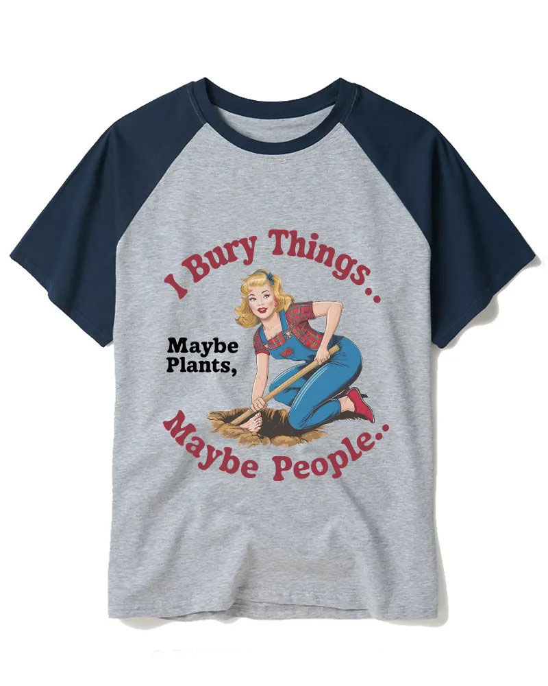Vintage Sarcastic Gardener Lady Graphic Cotton Raglan T-Shirt