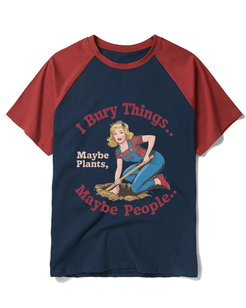 Vintage Sarcastic Gardener Lady Graphic Cotton Raglan T-Shirt