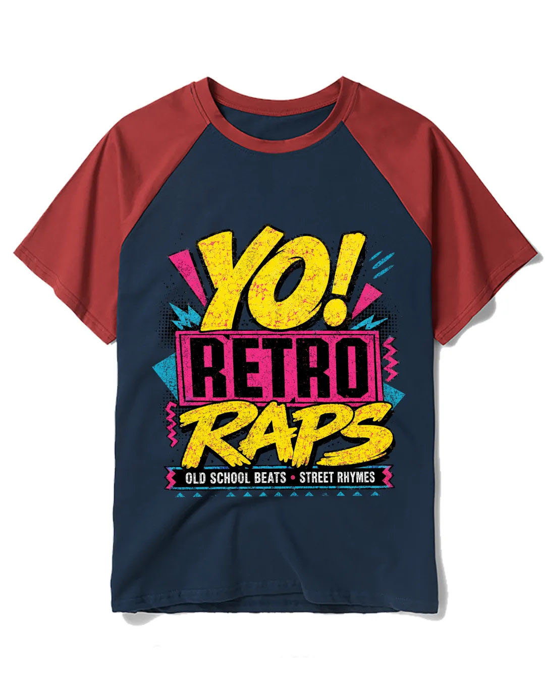 Yo! Retro raps, Real Rhymes Raglan Baseball T-Shirt
