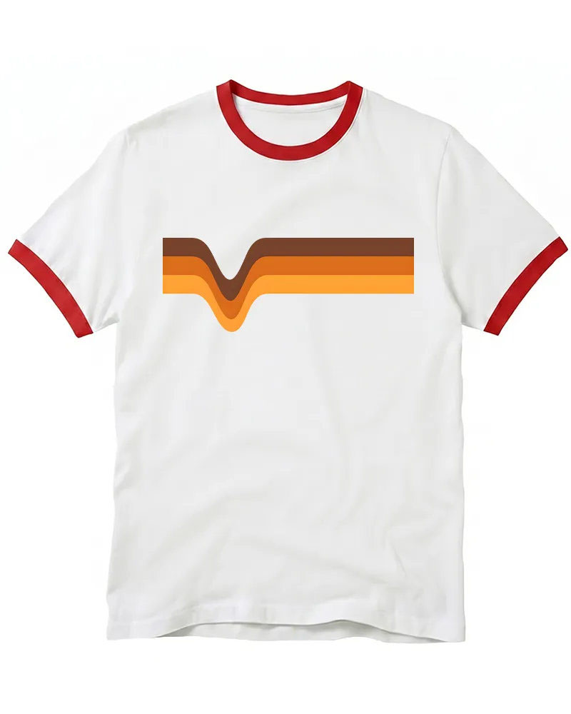 1970s Stripes Brown Orange Yellow Ringer T-shirt