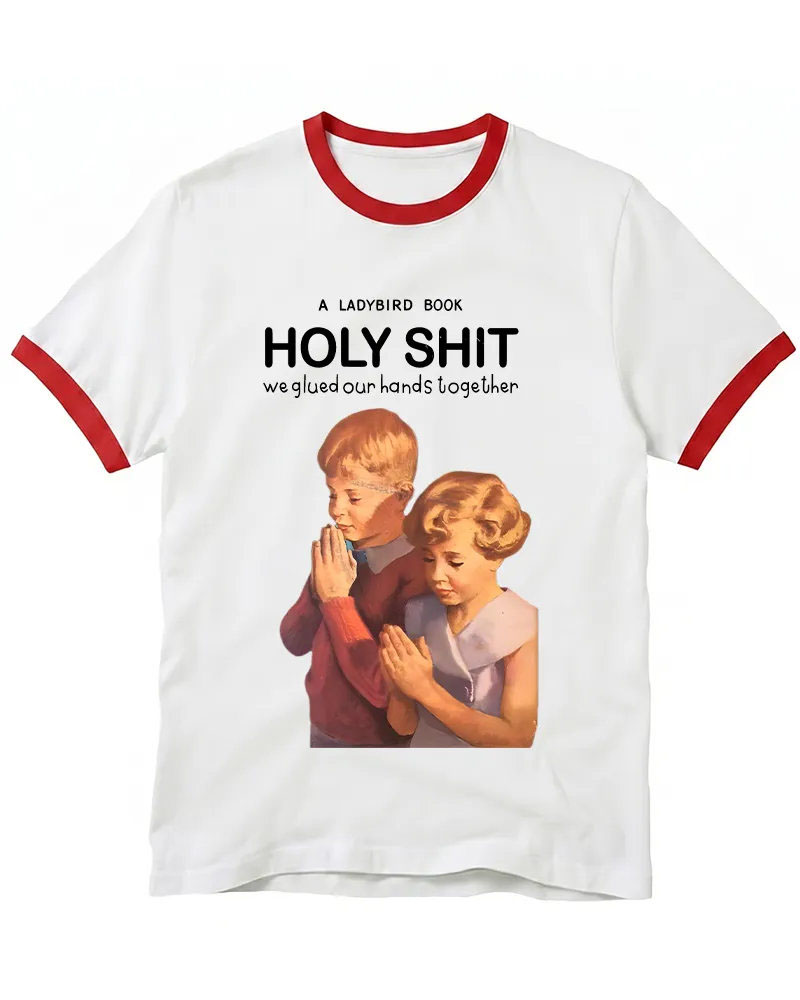 A Ladybird Book Holy Shit 1950s Ringer T-shirt