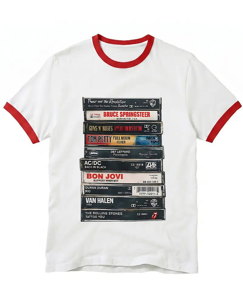 Rock cassettes 1980s Ringer T-shirt