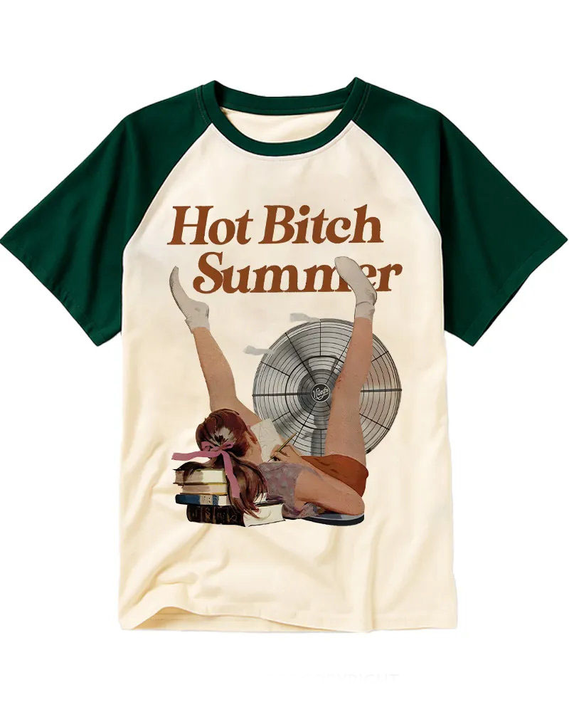 Retro "Hot Bitch Summer" Raglan T-Shirt