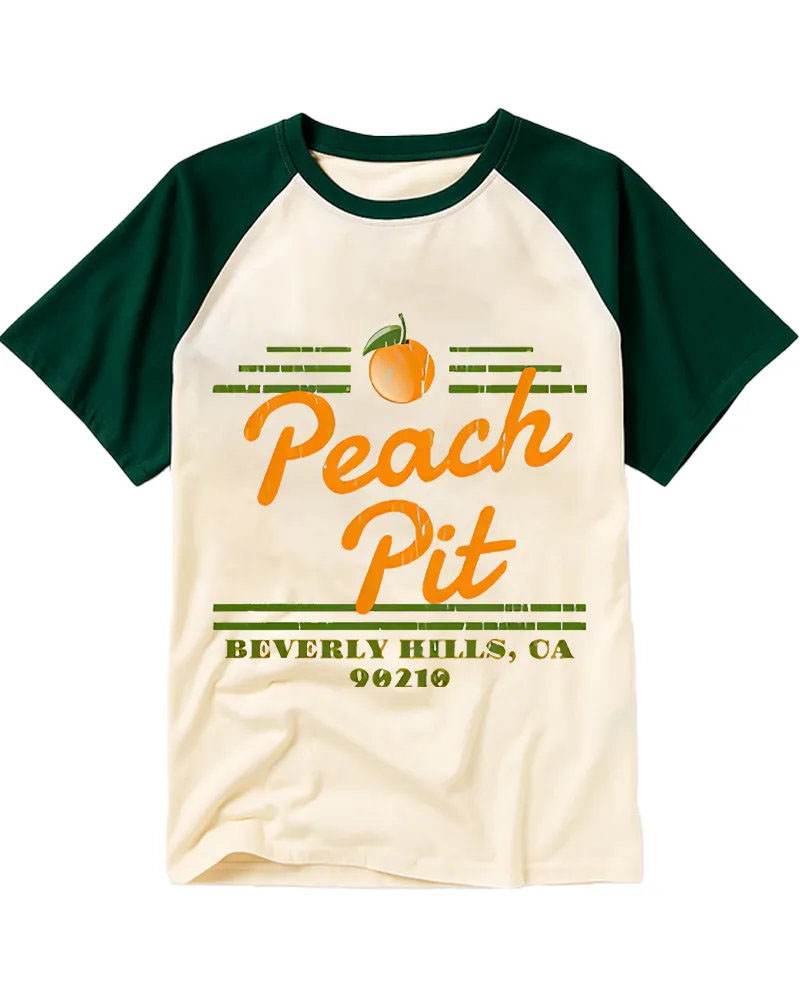Old School Retro Citrus Fruit Print Raglan Tee