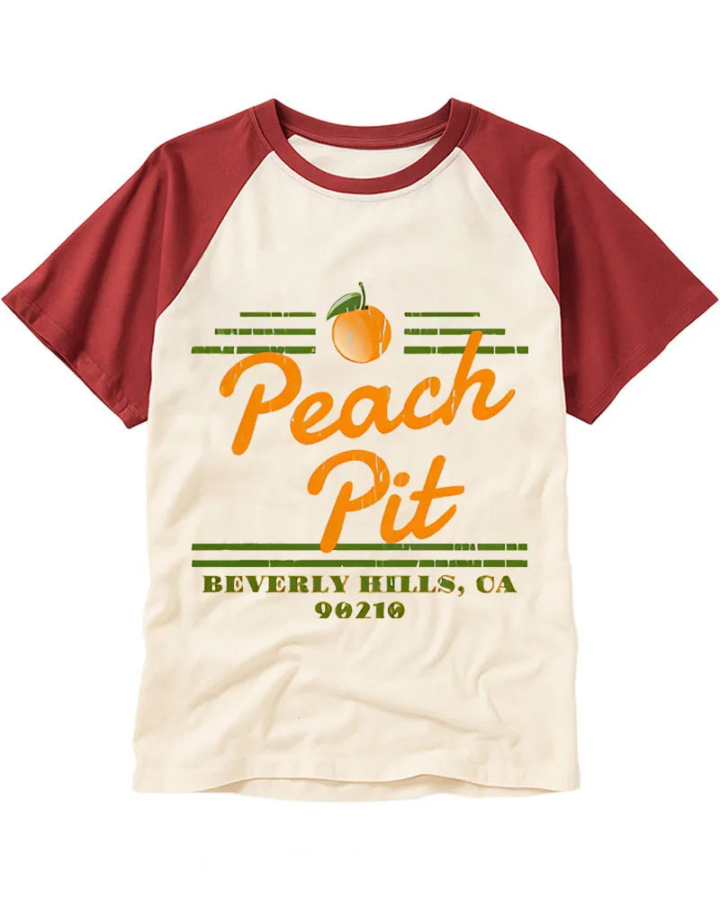 Old School Retro Citrus Fruit Print Raglan Tee