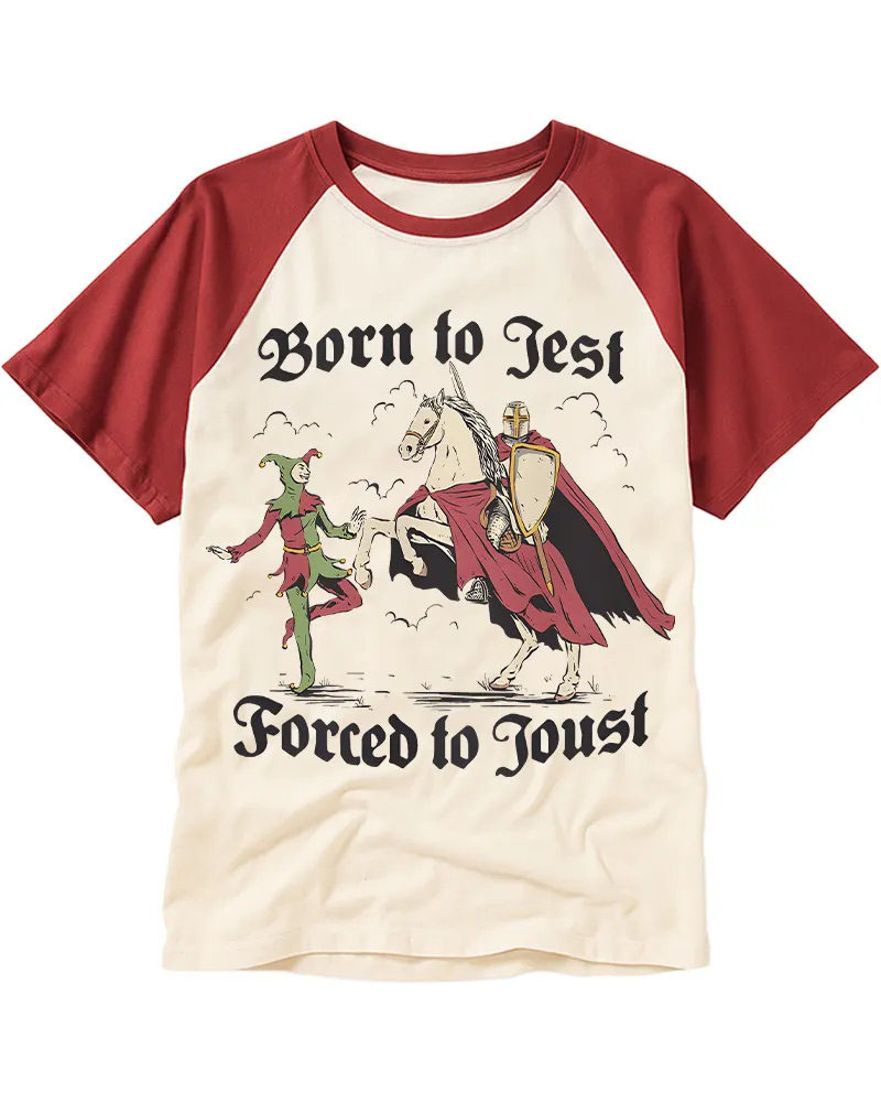 Funny Medieval Jester & Knight Graphic Tee