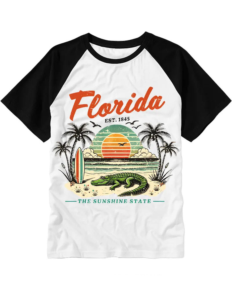 Retro Florida Beach Crocodile Graphic Tee