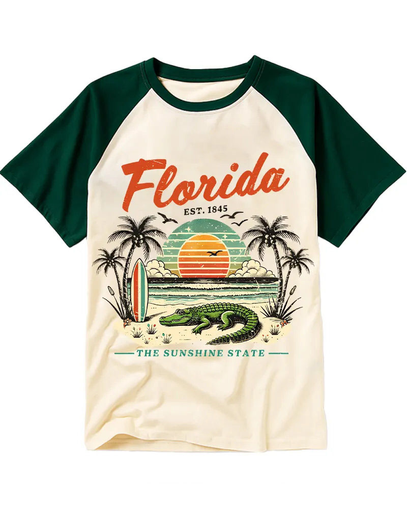 Retro Florida Beach Crocodile Graphic Tee