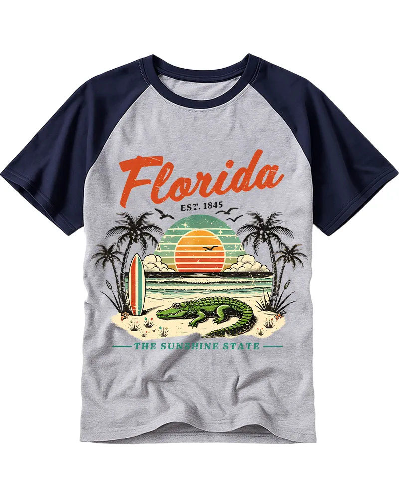 Retro Florida Beach Crocodile Graphic Tee