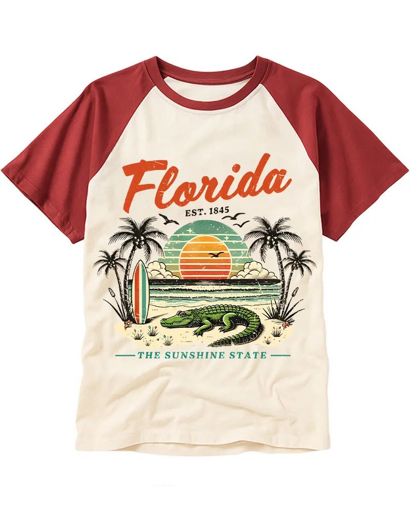 Retro Florida Beach Crocodile Graphic Tee