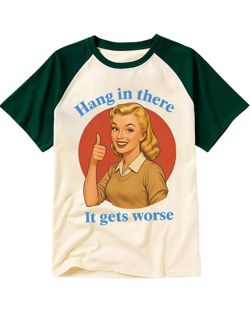 Vintage Sarcastic Retro Lady Graphic Cotton Raglan T-Shirt