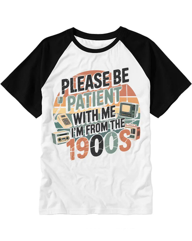 Retro 90s Tech Nostalgia Raglan Tee
