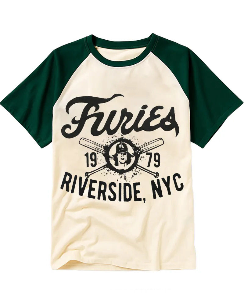 Retro Black Ink Street Gang Movie Inspired Raglan Tee