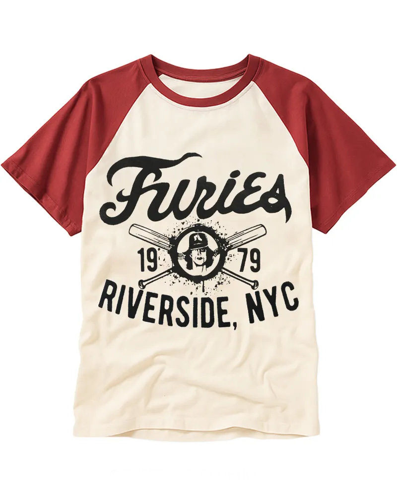 Retro Black Ink Street Gang Movie Inspired Raglan Tee