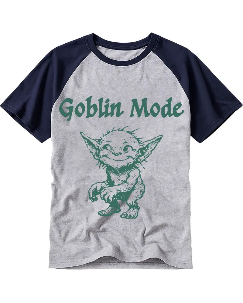 Funny Retro Mischievous Goblin Art Raglan Tee