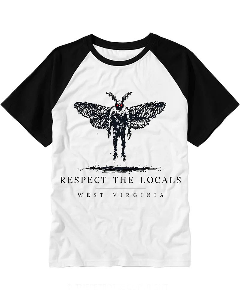 Dark Sketch Mothman Respect The Locals Raglan Tee